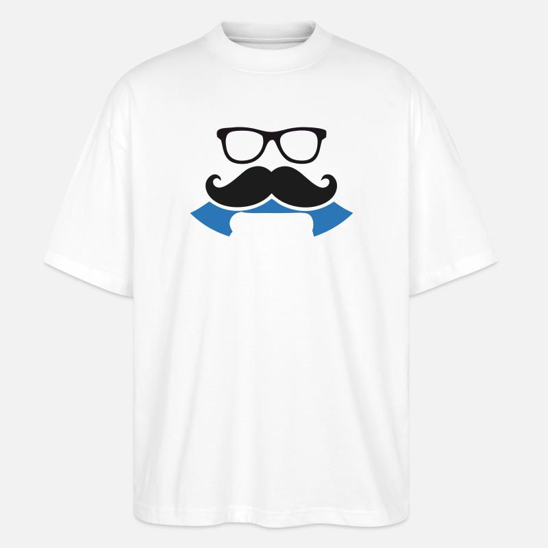 Hipster Schnurrbart Banner Logo - Stanley/Stella Oversized Unisex Bio T-Shirt Blaster 2.0 - Weiß