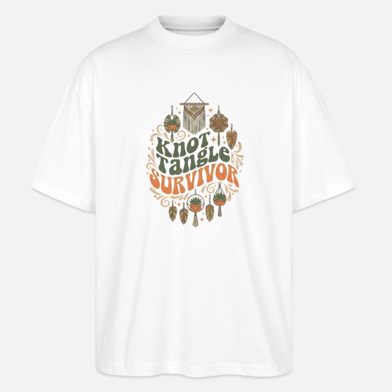 Knot chaos survived | Macrame Boho - Stanley/Stella Oversized Unisex Organic T-shirt Blaster 2.0 - white