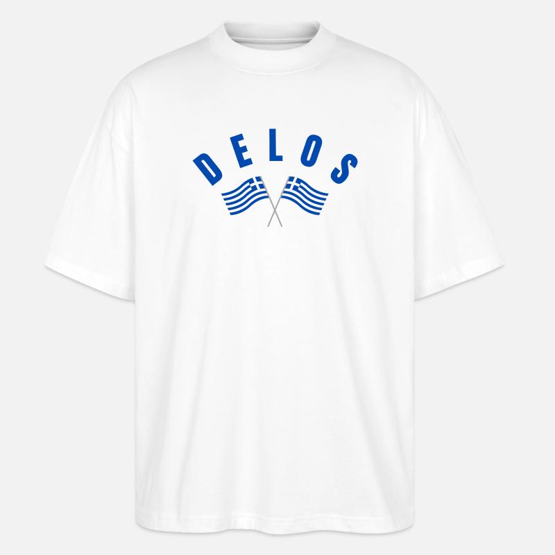 Drapeaux grecs de Delos Traversé - T-shirt bio Blaster 2.0 coupe oversize Stanley/Stella Unisexe - blanc