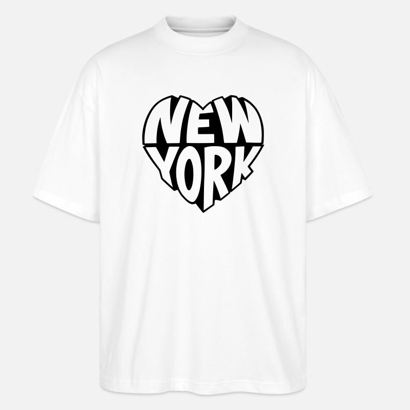 New York angular heart - Stanley/Stella Oversized Unisex Organic T-shirt Blaster 2.0 - white
