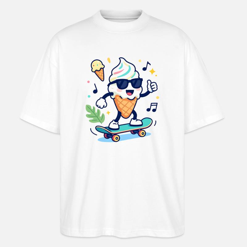 Eislauf-Stil-Pop - Stanley/Stella Oversized Unisex Bio T-Shirt Blaster 2.0 - Weiß