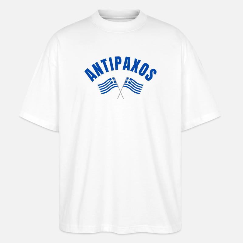 Drapeaux grecs Antipaxos - T-shirt bio Blaster 2.0 coupe oversize Stanley/Stella Unisexe - blanc