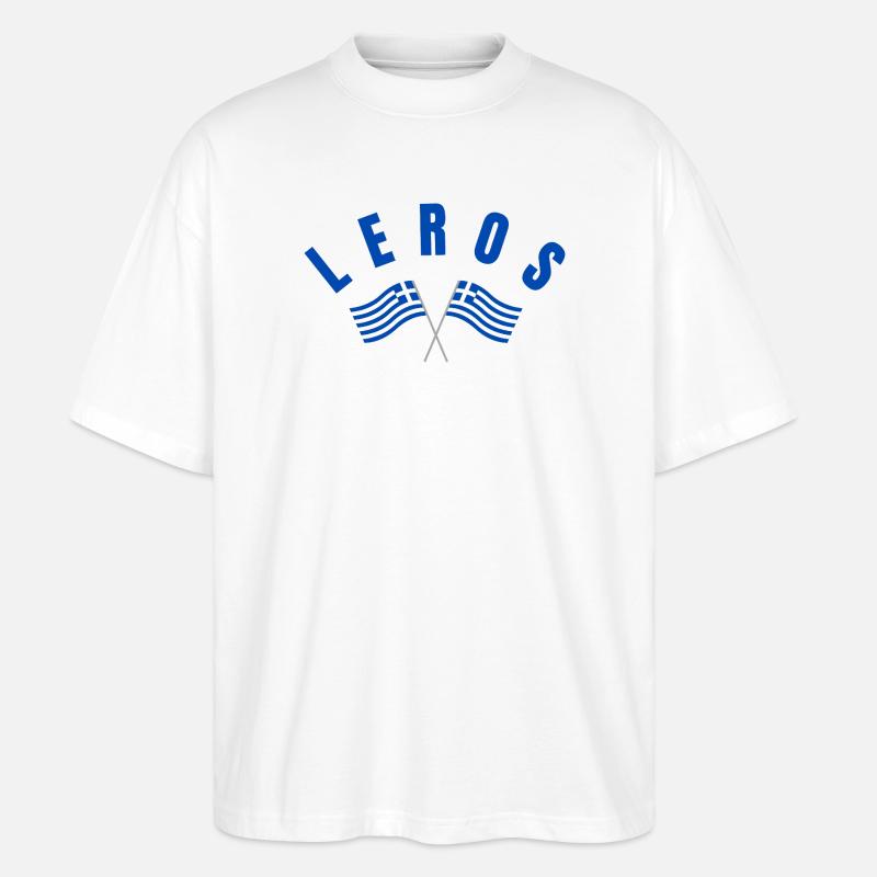 Drapeaux grecs de Leros - T-shirt bio Blaster 2.0 coupe oversize Stanley/Stella Unisexe - blanc