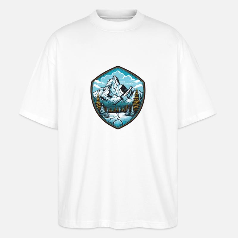 Bergsee Shield Berglandschaft Wald - Stanley/Stella Oversized Unisex Bio T-Shirt Blaster 2.0 - Weiß