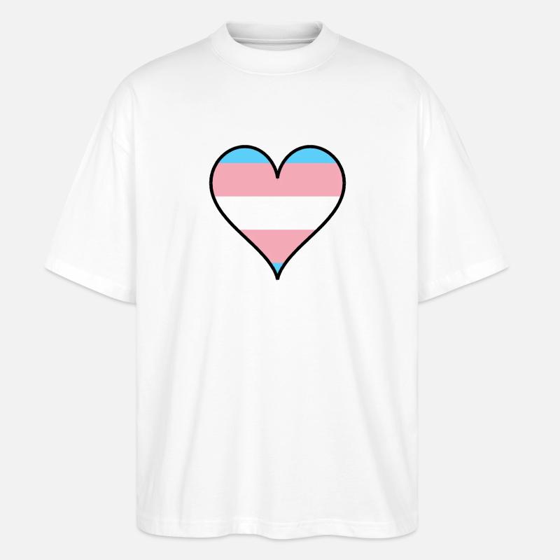 Trans Pride Herz - Stanley/Stella Oversized Unisex Bio T-Shirt Blaster 2.0 - Weiß