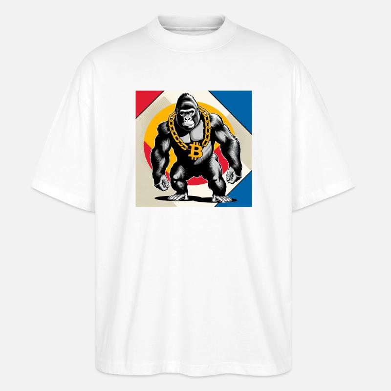 Bitcoin Gorilla Kettenheld - Stanley/Stella Oversized Unisex Bio T-Shirt Blaster 2.0 - Weiß