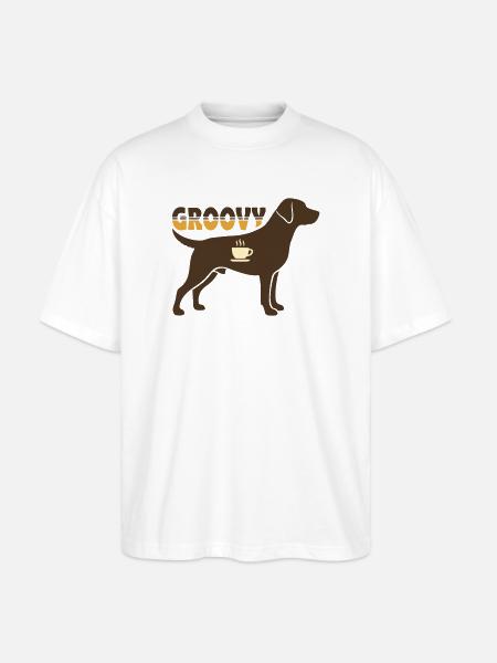 Groovy Dog Retriever Retro - Stanley/Stella Oversized Unisex Organic T-shirt Blaster 2.0 - white