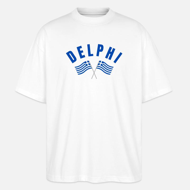 Delphi-Zwillingsflaggen Griechenlands - Stanley/Stella Oversized Unisex Bio T-Shirt Blaster 2.0 - Weiß
