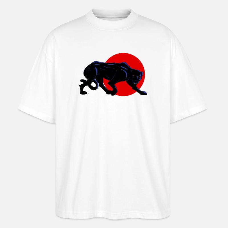 Panthère noire sur cercle rouge - Stanley/Stella Oversized Unisex Bio T-Shirt Blaster 2.0 - Weiß
