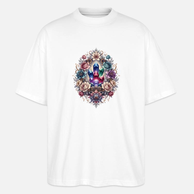 Kristallblumen Prisma Ring - Stanley/Stella Oversized Unisex Bio T-Shirt Blaster 2.0 - Weiß