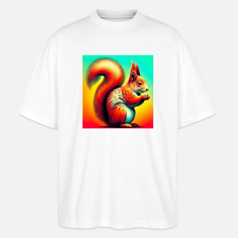 Eichhörnchen - Stanley/Stella Oversized Unisex Bio T-Shirt Blaster 2.0 - Weiß