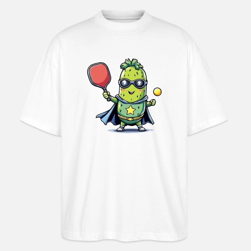 Pickleball Superheld Helden Gurke  - Stanley/Stella Oversized Unisex Bio T-Shirt Blaster 2.0 - Weiß