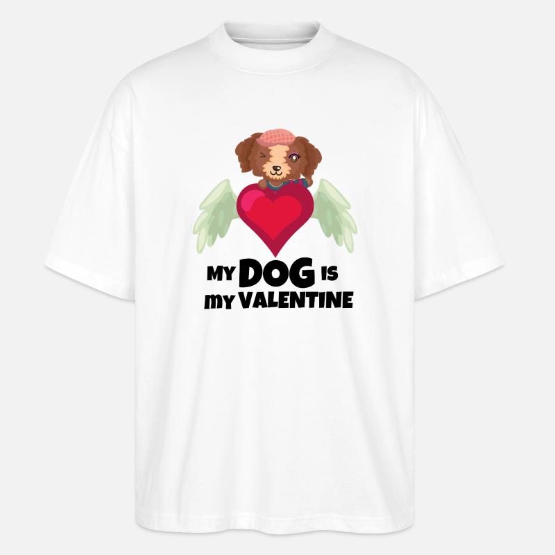 Engelshund mit Herz - Stanley/Stella Oversized Unisex Bio T-Shirt Blaster 2.0 - Weiß