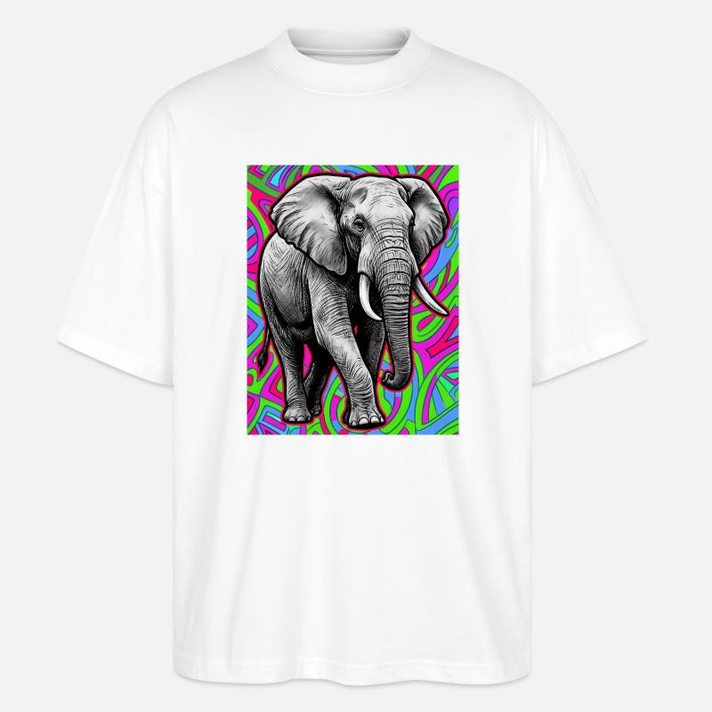 Elefant - Stanley/Stella Oversized Unisex Bio T-Shirt Blaster 2.0 - Weiß