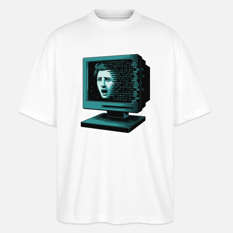 IA rétroglitch Retroglitch Computer Terror - T-shirt bio Blaster 2.0 coupe oversize Stanley/Stella Unisexe - blanc