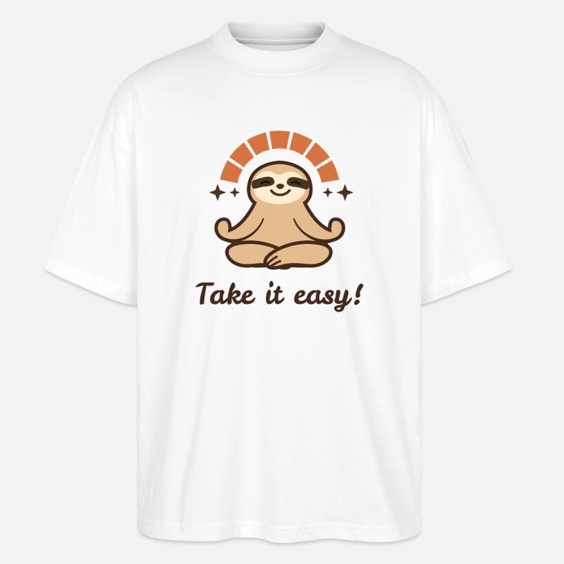 Take it easy – Relaxed Faultier Design - Stanley/Stella Oversized Unisex Bio T-Shirt Blaster 2.0 - Weiß