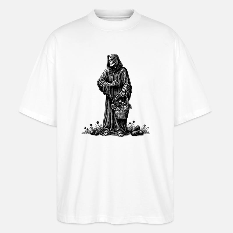 Todesfigur Osterkorb Versteckte Eier Gras - Stanley/Stella Oversized Unisex Bio T-Shirt Blaster 2.0 - Weiß