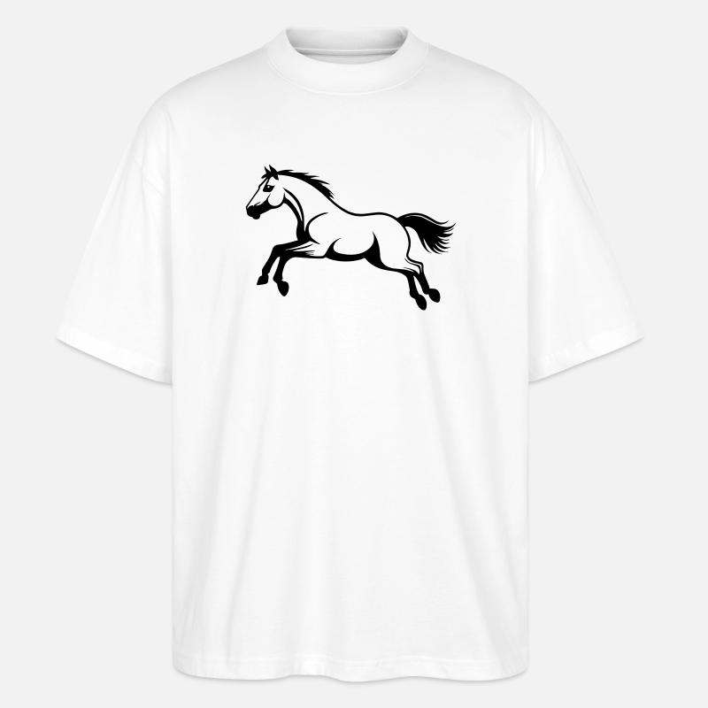 Saut d’obstacles à cheval - T-shirt bio Blaster 2.0 coupe oversize Stanley/Stella Unisexe - blanc