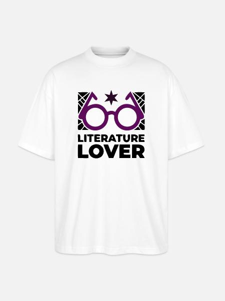 Literature Lover Brille Text - Stanley/Stella Oversized Unisex Bio T-Shirt Blaster 2.0 - Weiß