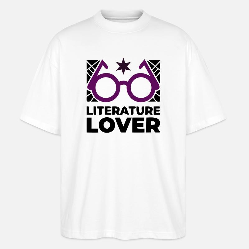 Literature Lover Brille Text - Stanley/Stella Oversized Unisex Bio T-Shirt Blaster 2.0 - Weiß