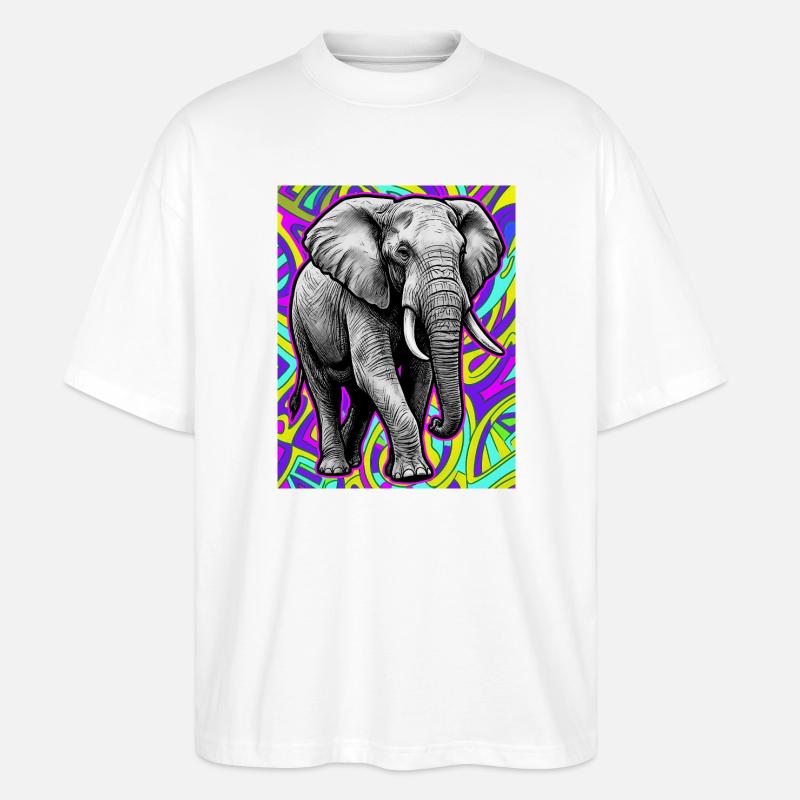 Elefant - Stanley/Stella Oversized Unisex Bio T-Shirt Blaster 2.0 - Weiß