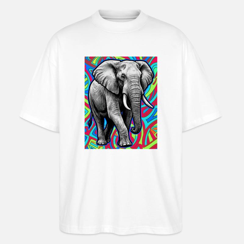 Elefant - Stanley/Stella Oversized Unisex Bio T-Shirt Blaster 2.0 - Weiß