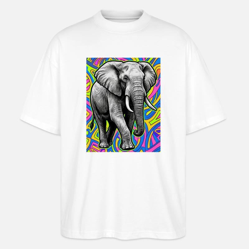 Elefant - Stanley/Stella Oversized Unisex Bio T-Shirt Blaster 2.0 - Weiß