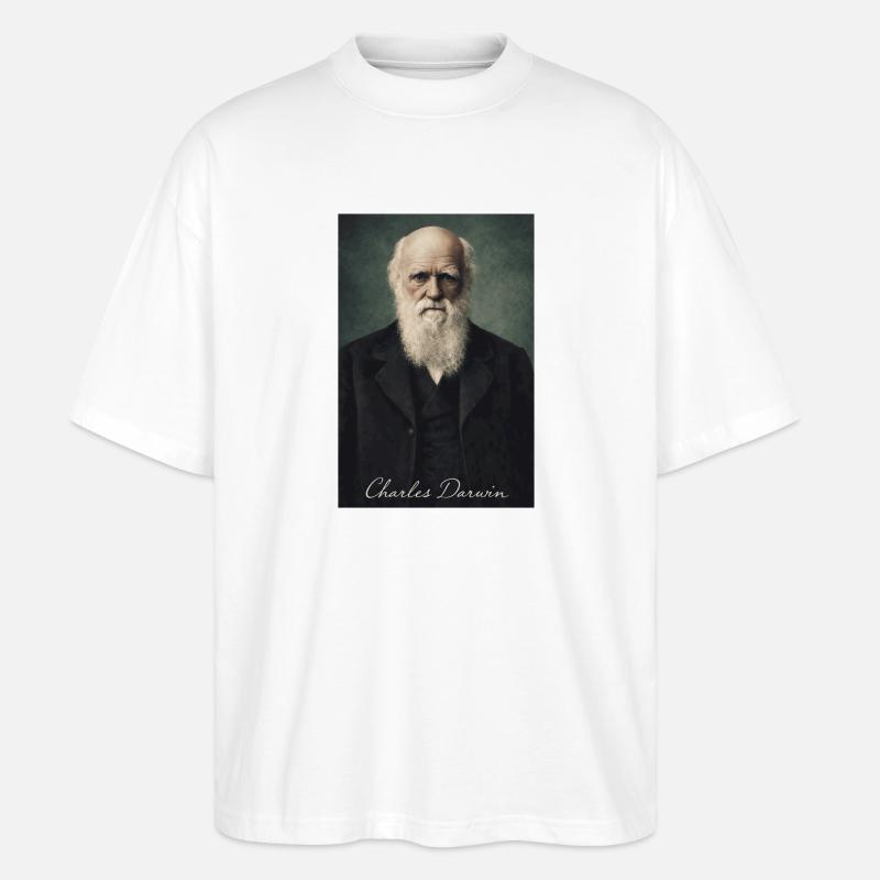 Charles Darwin Porträt - Stanley/Stella Oversized Unisex Bio T-Shirt Blaster 2.0 - Weiß