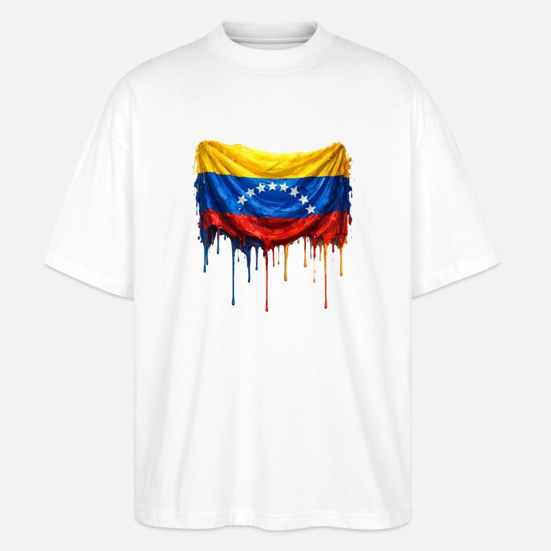 Largage du drapeau du Venezuela - T-shirt bio Blaster 2.0 coupe oversize Stanley/Stella Unisexe - blanc