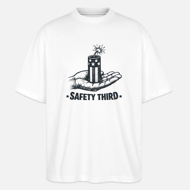 Säkerheten först! Sarkastisk 4 juli Sicherh - Ekologisk Oversized T-shirt Unisex Stanley/Stella Blaster 2.0 - vit