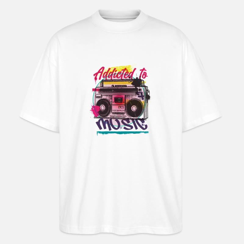 Graffiti Musik - Stanley/Stella Oversized Unisex Bio T-Shirt Blaster 2.0 - Weiß
