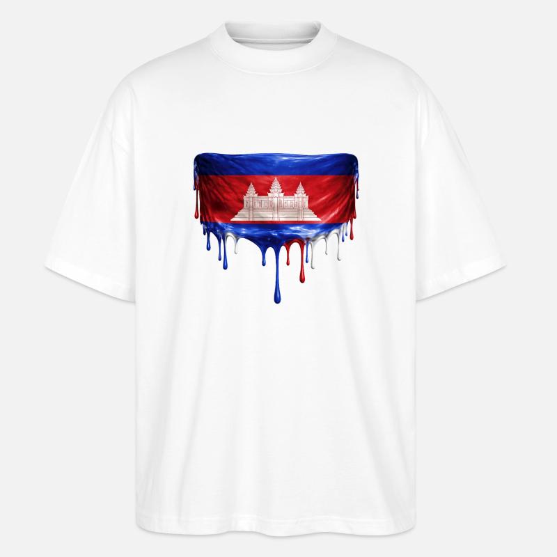 Drapeau de largage d’Angkor Wat - T-shirt bio Blaster 2.0 coupe oversize Stanley/Stella Unisexe - blanc