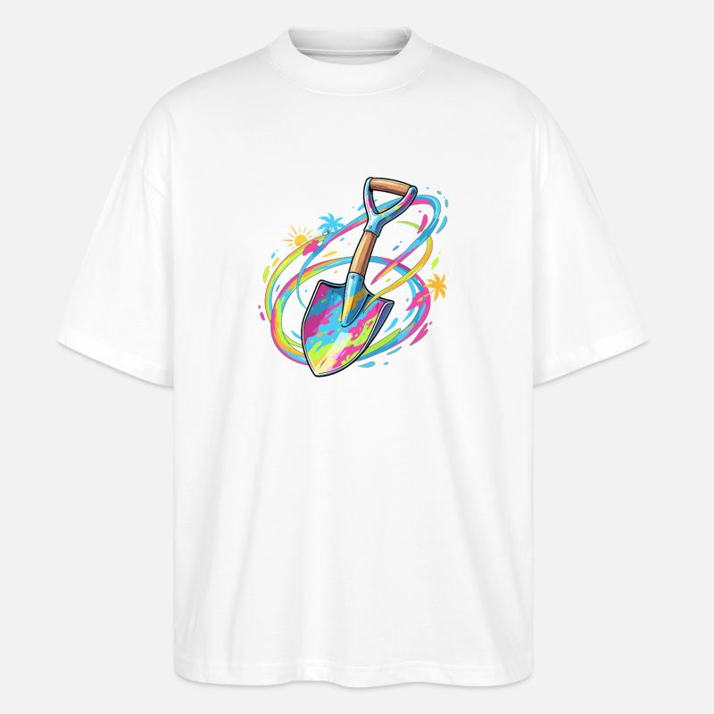 Farbexplosion Gartenschaufel Illustration - Stanley/Stella Oversized Unisex Bio T-Shirt Blaster 2.0 - Weiß