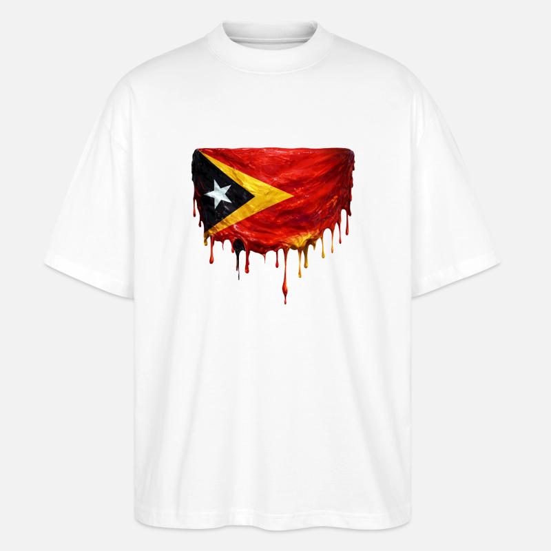 Drapeau de largage du TimorLeste - T-shirt bio Blaster 2.0 coupe oversize Stanley/Stella Unisexe - blanc