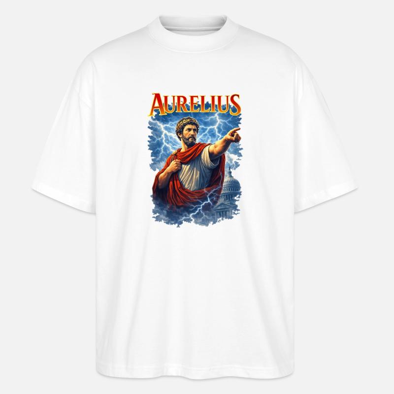 Marcus Aurelius Porträt - Stanley/Stella Oversized Unisex Bio T-Shirt Blaster 2.0 - Weiß