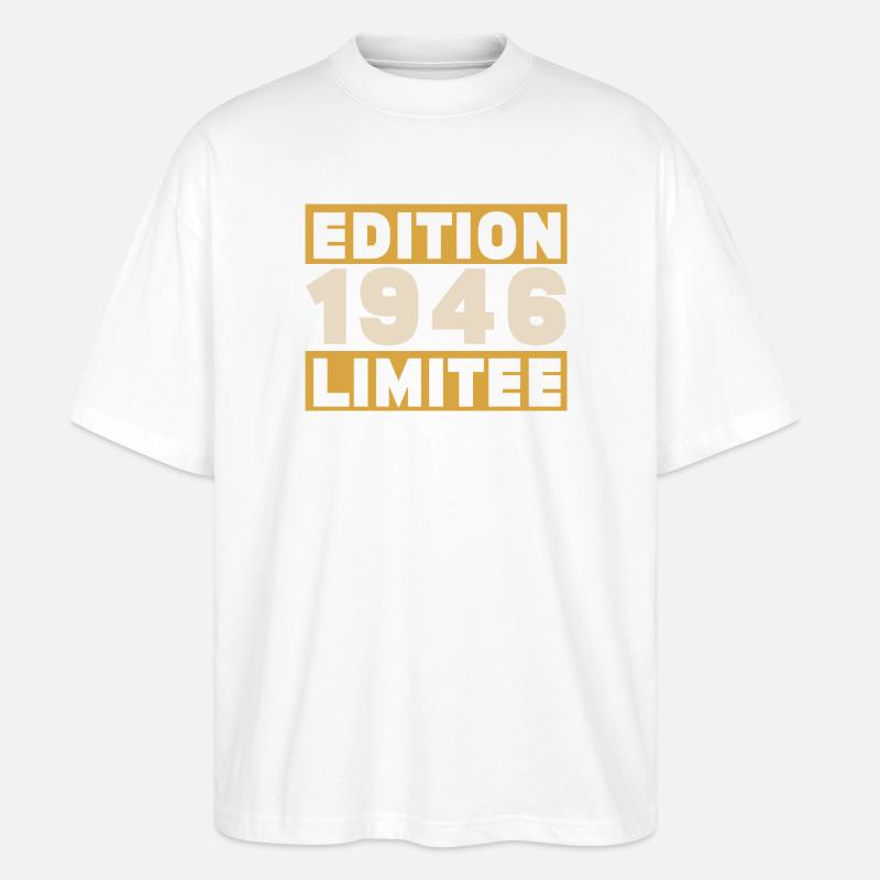 1946 80 Jahre Jubiläumsgeschenk - Stanley/Stella Oversized Unisex Bio T-Shirt Blaster 2.0 - Weiß
