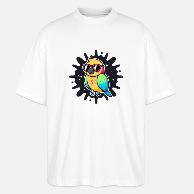 Parrot Pop Art Pink Brille - Stanley/Stella Oversized Unisex Bio T-Shirt Blaster 2.0 - Weiß