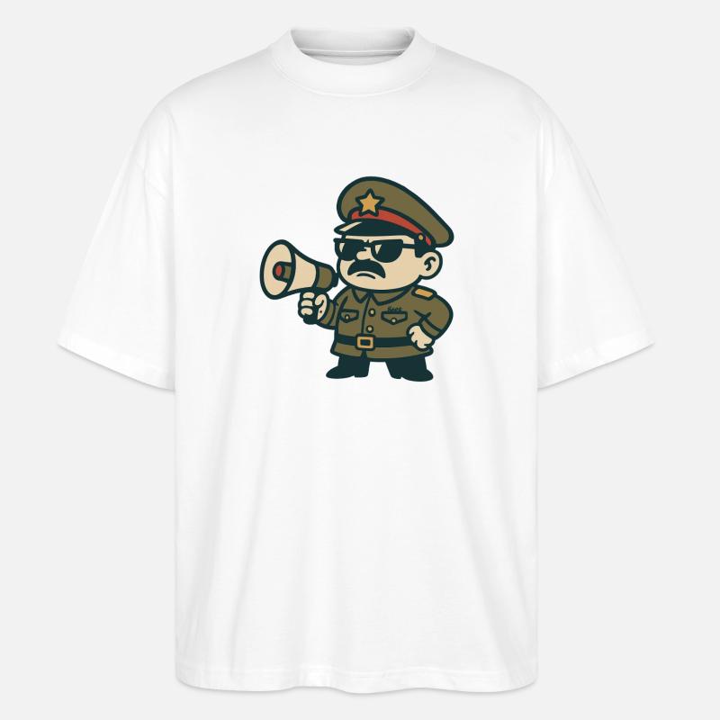 Sergent rétro Mégaphone - T-shirt bio Blaster 2.0 coupe oversize Stanley/Stella Unisexe - blanc