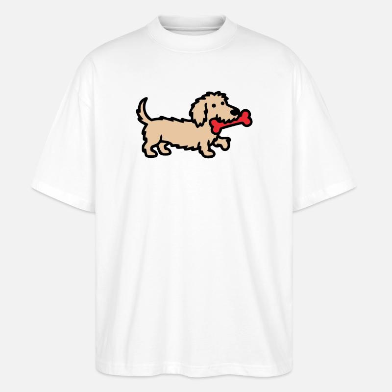 Terrier Doodle Knochen Comic - Stanley/Stella Oversized Unisex Bio T-Shirt Blaster 2.0 - Weiß
