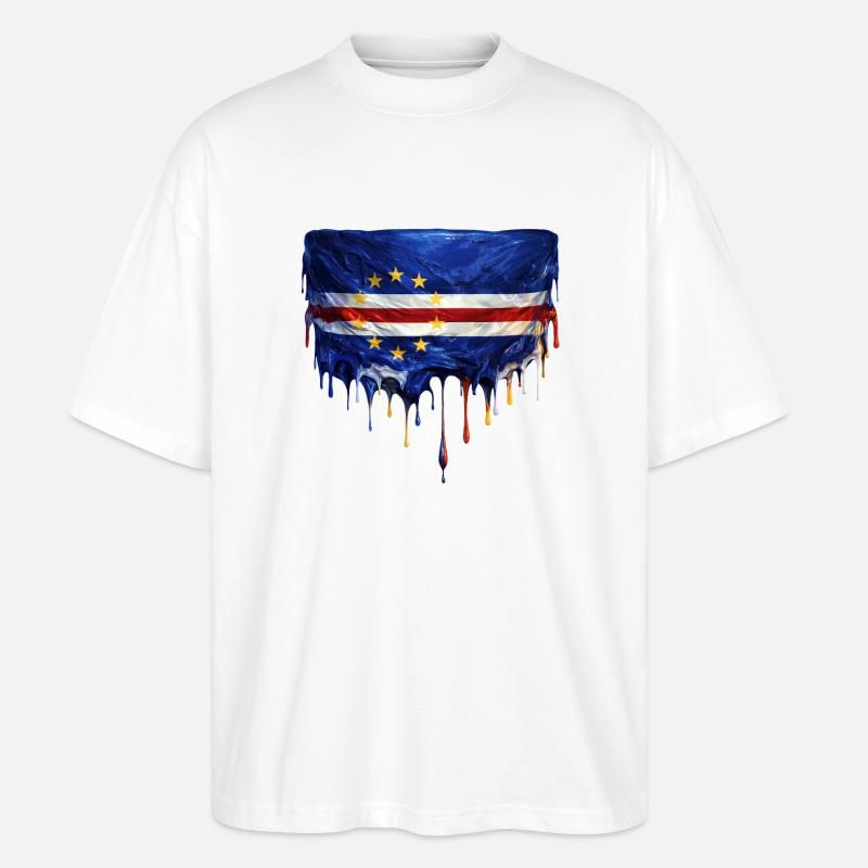 Art de drapeaux dégoulinants du Cap-Vert - T-shirt bio Blaster 2.0 coupe oversize Stanley/Stella Unisexe - blanc