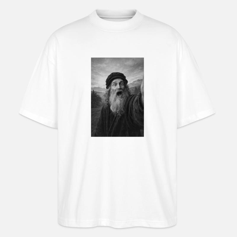 Leonardo Da Vinci Selbstporträt - Stanley/Stella Oversized Unisex Bio T-Shirt Blaster 2.0 - Weiß