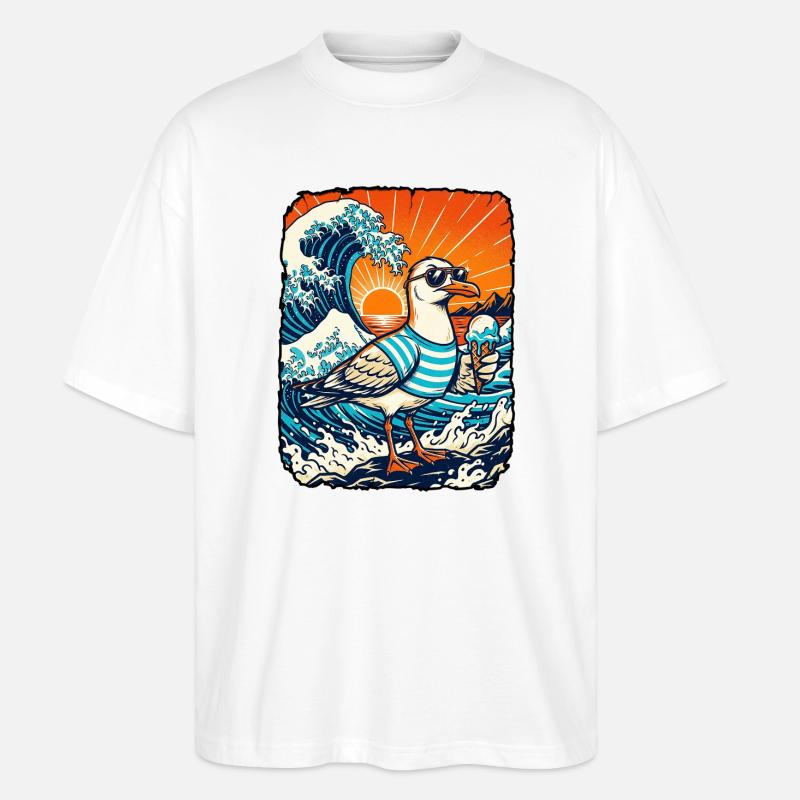 Möwe Eis Kawaii - Stanley/Stella Oversized Unisex Bio T-Shirt Blaster 2.0 - Weiß