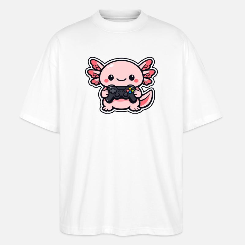 Kawaii Gaming-Drache mit Controller - Stanley/Stella Oversized Unisex Bio T-Shirt Blaster 2.0 - Weiß
