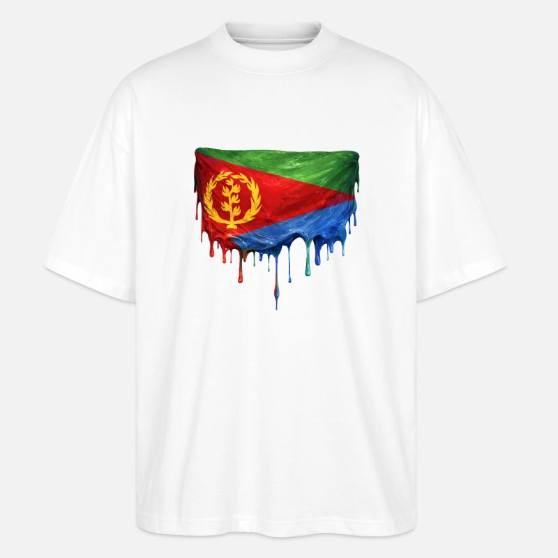 Conception du dépôt du drapeau érythréen - T-shirt bio Blaster 2.0 coupe oversize Stanley/Stella Unisexe - blanc