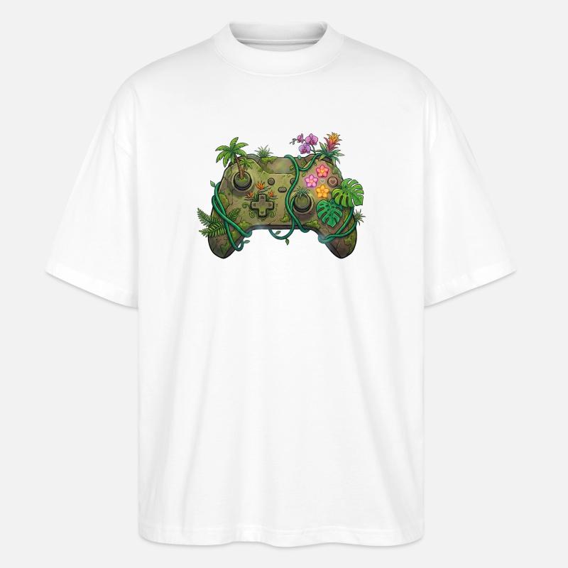 Jungle Controller - Autocollant de jeu - T-shirt bio Blaster 2.0 coupe oversize Stanley/Stella Unisexe - blanc