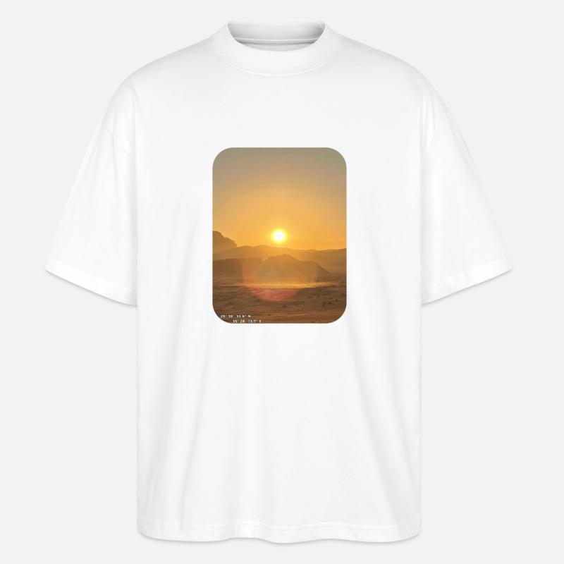 Wüstensonne am Horizont - Stanley/Stella Oversized Unisex Bio T-Shirt Blaster 2.0 - Weiß