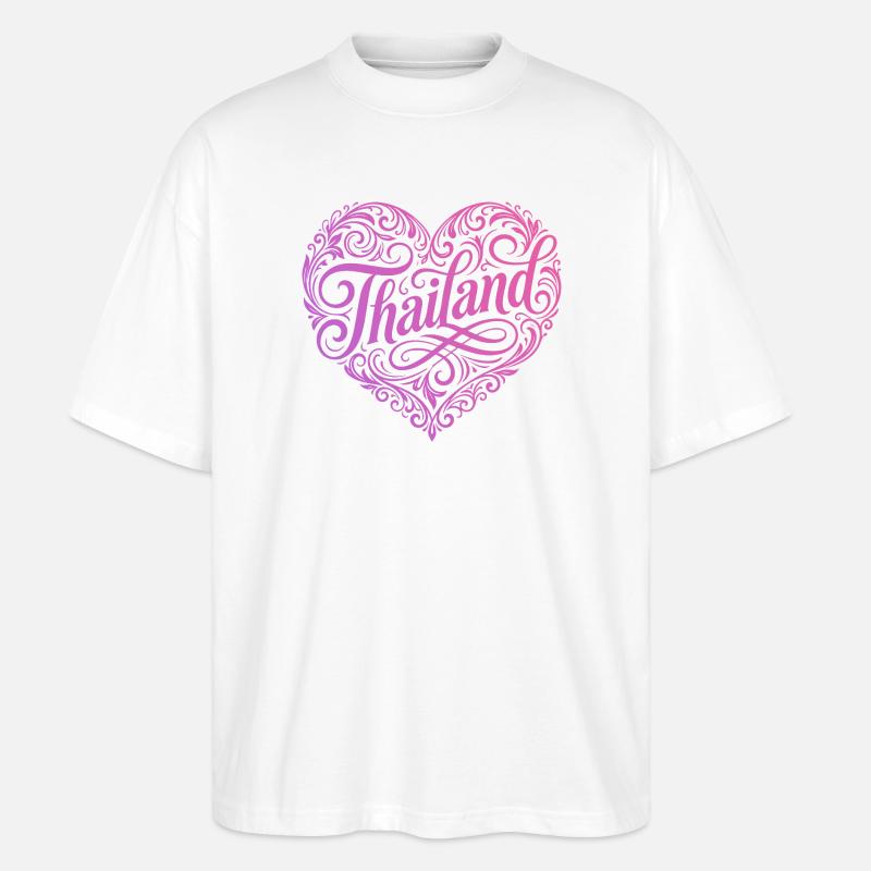 Vacances du cœur en Thaïlande - T-shirt bio Blaster 2.0 coupe oversize Stanley/Stella Unisexe - blanc