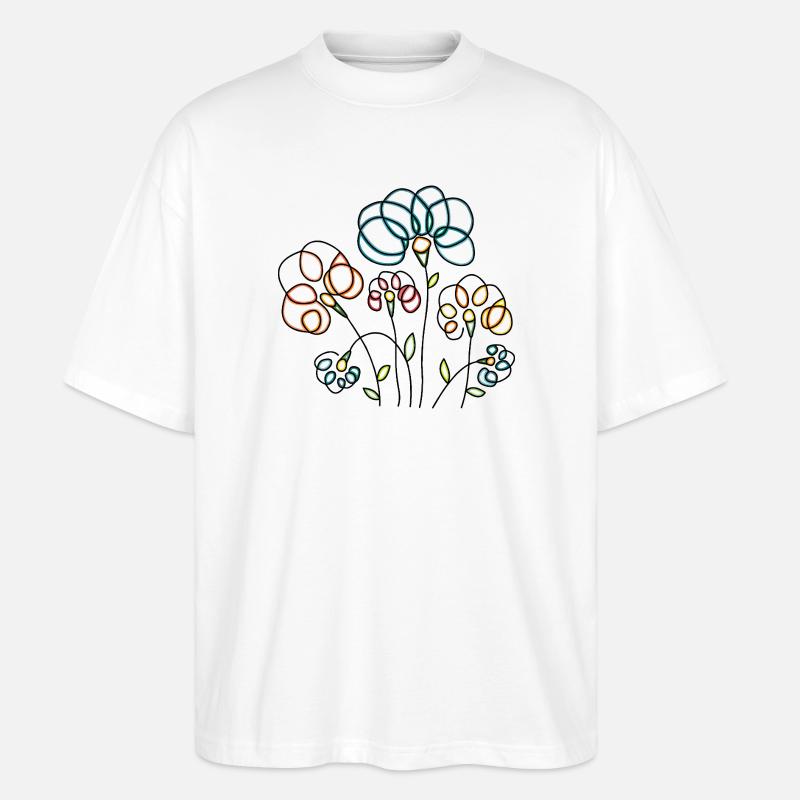Blumen - Stanley/Stella Oversized Unisex Bio T-Shirt Blaster 2.0 - Weiß