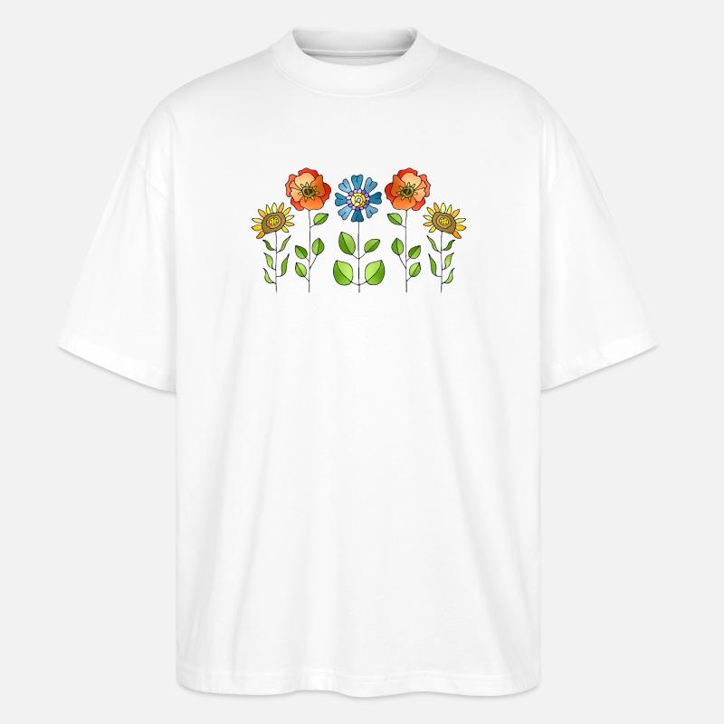 Blumen - Stanley/Stella Oversized Unisex Bio T-Shirt Blaster 2.0 - Weiß