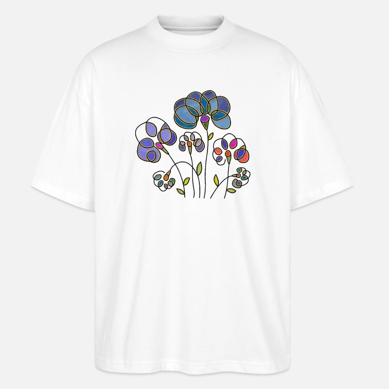 Blomster - Stanley/Stella Oversize Unisex Øko T-shirt Blaster 2.0 - hvid